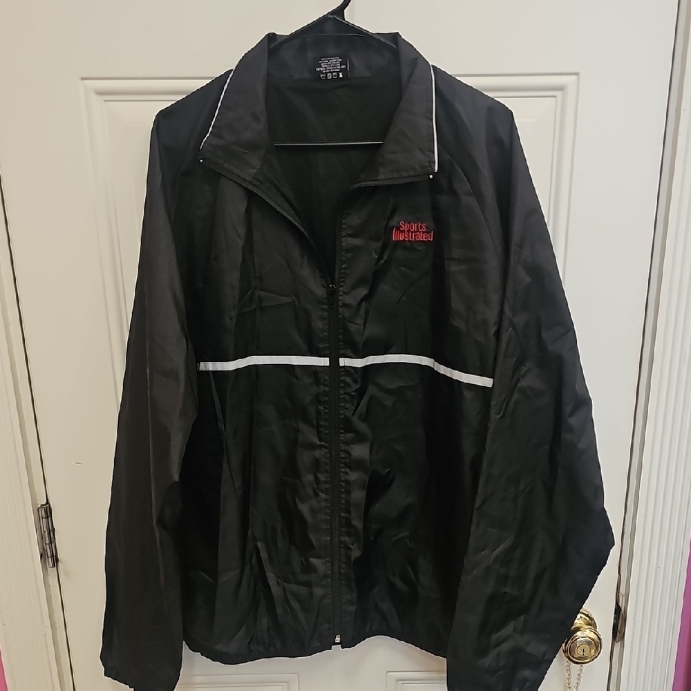 Black, Sports, Illustrated, Windbreaker, Jacket, Unisex, Waterproof, Casual
